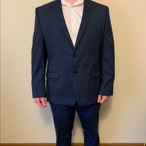 Calvin Klein Navy Plaid Suit